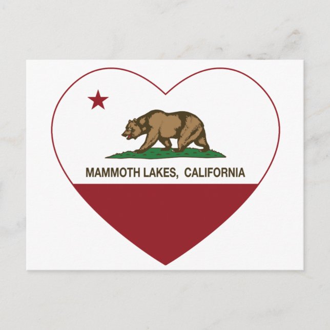 california flag mammoth lakes heart postcard (Front)