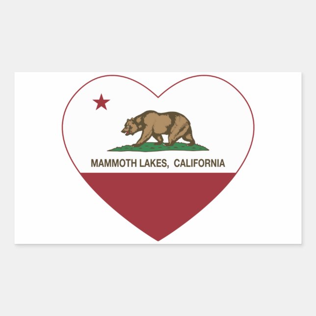 california flag mammoth lakes heart rectangular sticker (Front)