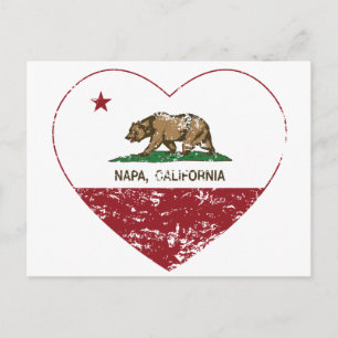 california flag napa heart distressed postcard