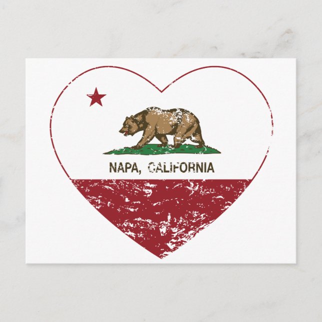 california flag napa heart distressed postcard (Front)