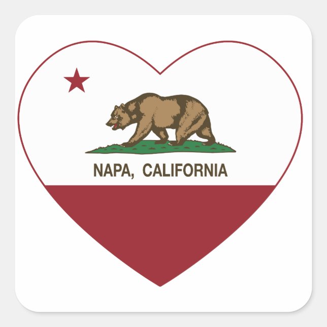 california flag napa heart square sticker (Front)