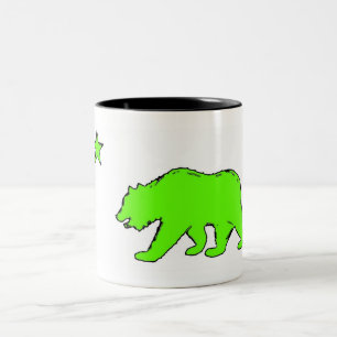 California flag neon green bear coffee mug