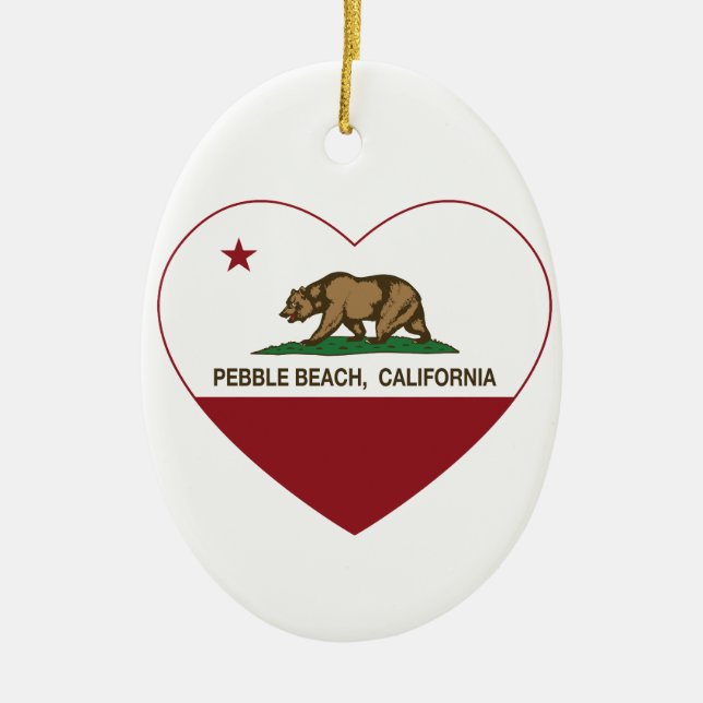 california flag pebble beach heart ceramic tree decoration (Front)
