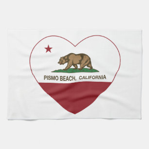 california flag pismo beach heart tea towel