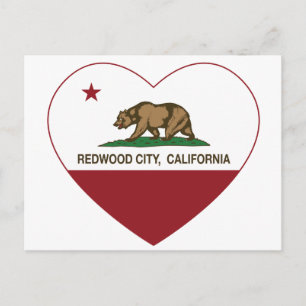 california flag redwood city heart postcard