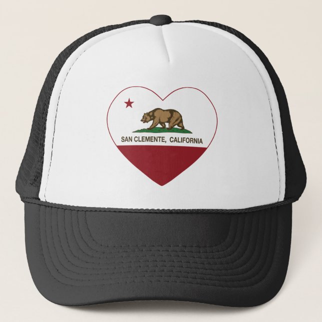 california flag san clemente heart trucker hat (Front)