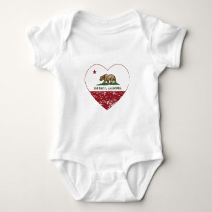 california flag san diego heart distressed baby bodysuit
