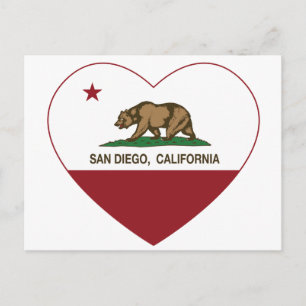 california flag san diego heart postcard