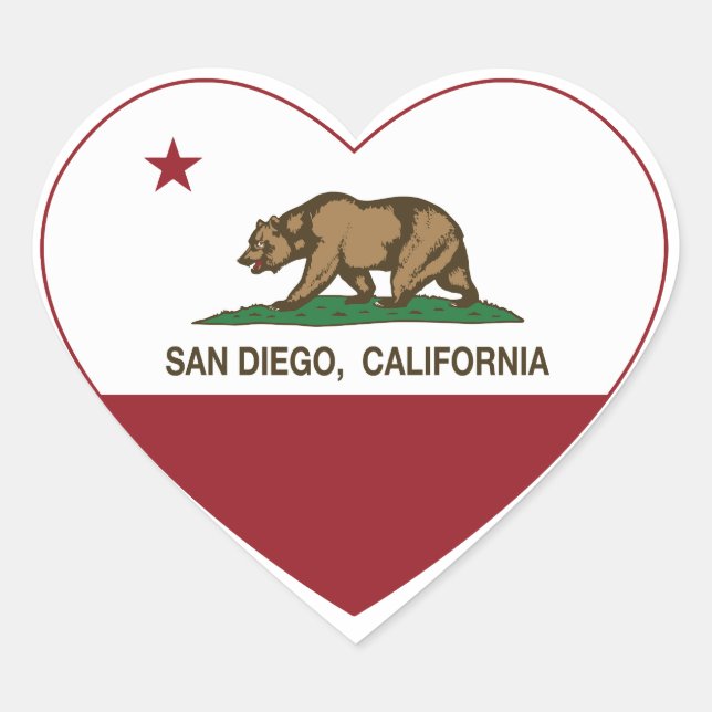california flag san diego heart sticker (Front)
