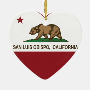 california flag san luis obispo heart ceramic tree decoration