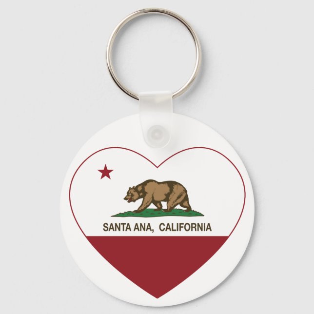 california flag santa ana heart key ring (Front)