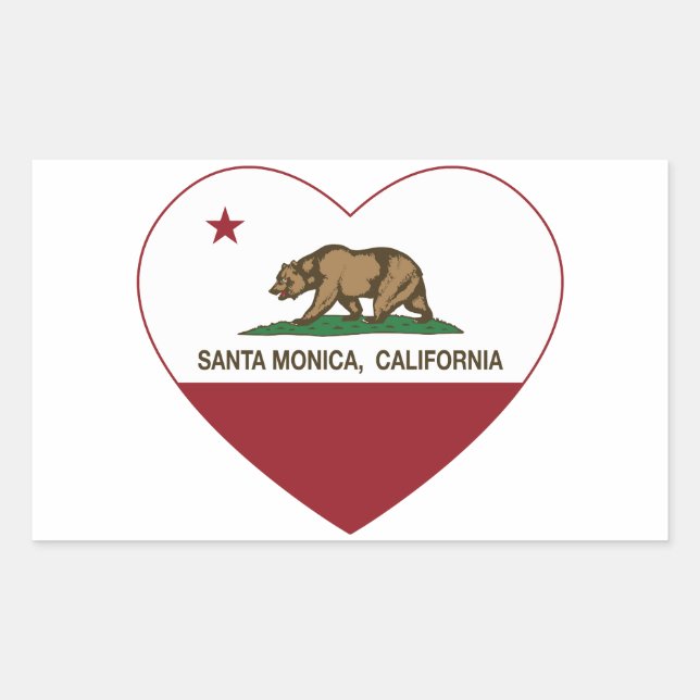 california flag santa monica heart rectangular sticker (Front)