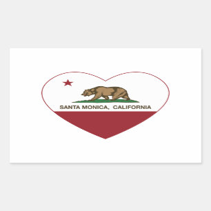california flag santa monica heart rectangular sticker