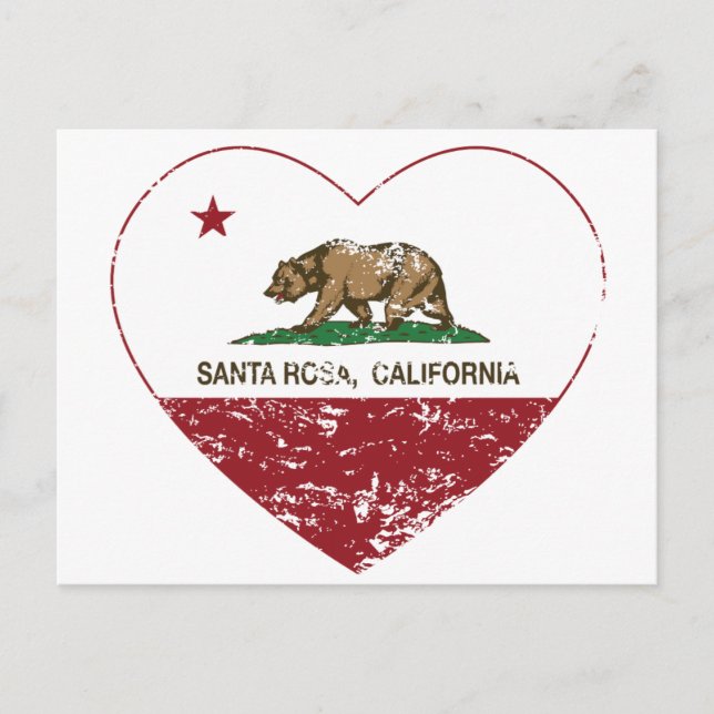 california flag santa rosa heart distressed postcard (Front)