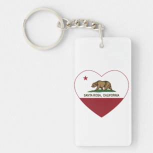 california flag santa rosa heart key ring