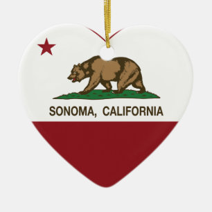 california flag sonoma heart ceramic tree decoration