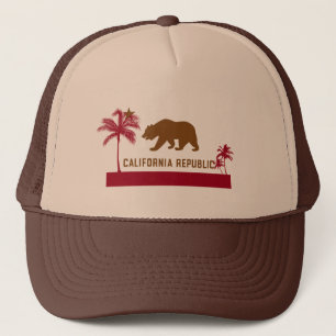 California Flag T-Shirt - Palm Trees & Beach Trucker Hat
