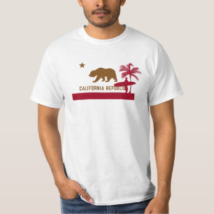 California Flag T-Shirt - Surfer on Beach
