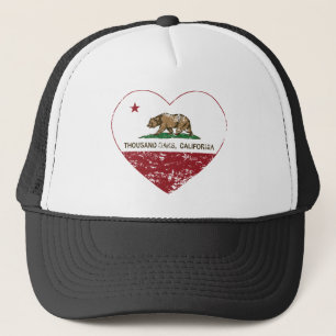 california flag thousand oaks heart distressed trucker hat