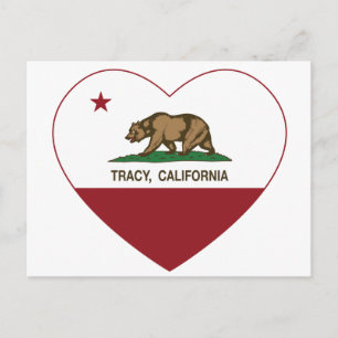 california flag tracy heart postcard