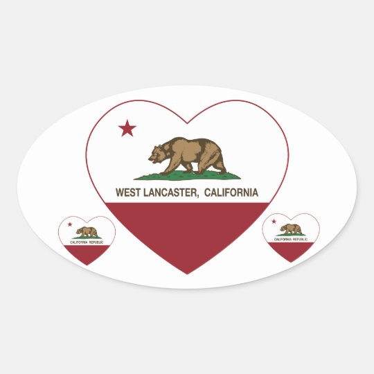 california flag west lancaster heart oval sticker