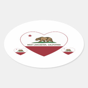 california flag west lancaster heart oval sticker