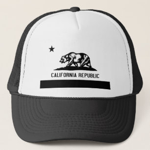 California Flag with Bear in Black Trucker Hat