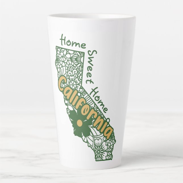 California Floral Doodles Latte Mug (Front)