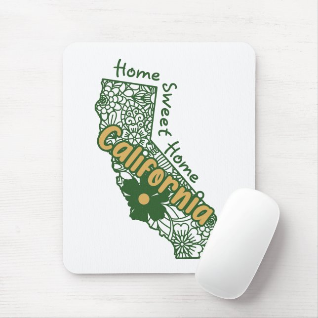 California Floral Doodles Mouse Mat (With Mouse)
