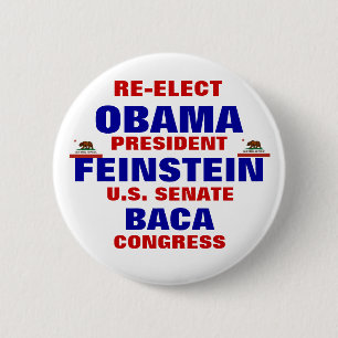 California for Obama Feinstein Baca 6 Cm Round Badge
