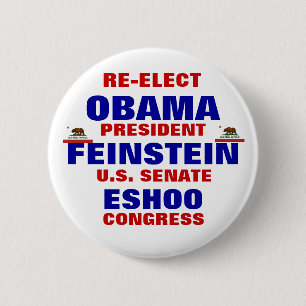 California for Obama Feinstein Eshoo 6 Cm Round Badge