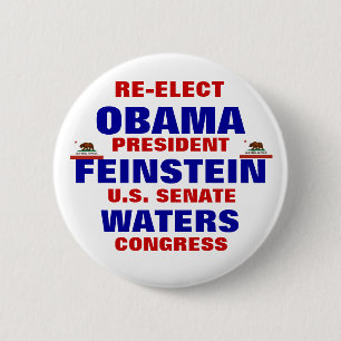 California for Obama Feinstein Waters 6 Cm Round Badge
