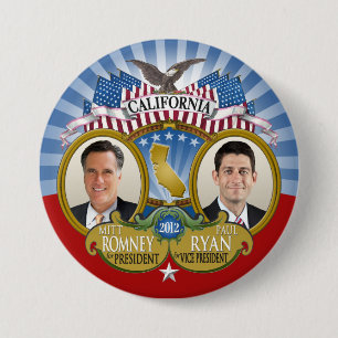 California for Romney Ryan - Double Photo 7.5 Cm Round Badge