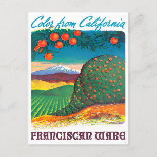 California Franciscan ware vintage travel postcard