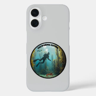 California Freediving Diver with Fish and Kelp URM iPhone 16 Case