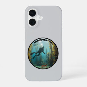 California Freediving Diver with Fish and Kelp URM iPhone 16 Case
