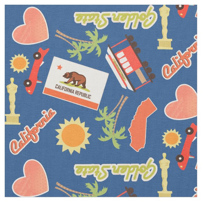 California Fun Pattern Fabric (Close Up)