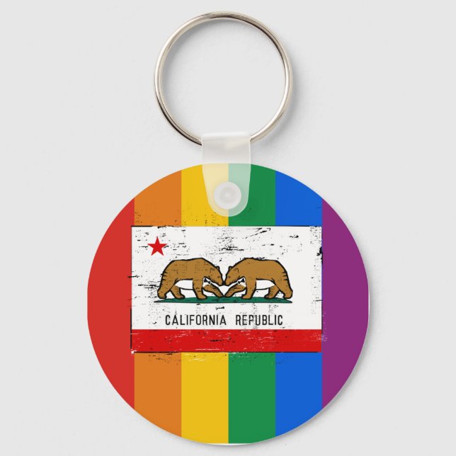 CALIFORNIA GAY MARRIAGE FLAG KEY RING (Front)