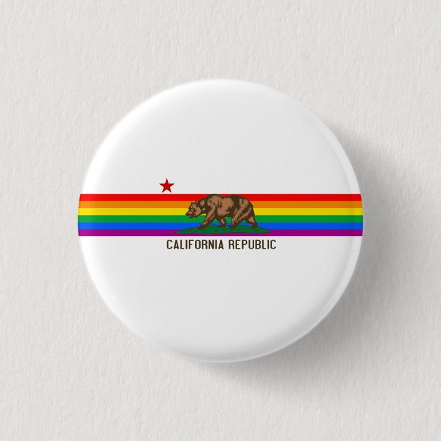 California Gay Pride Flag 3 Cm Round Badge (Front)