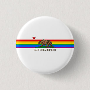 California Gay Pride Flag 3 Cm Round Badge