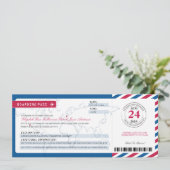 California & Germany Airmail Boarding Pass Wedding Invitation (Standing Front)