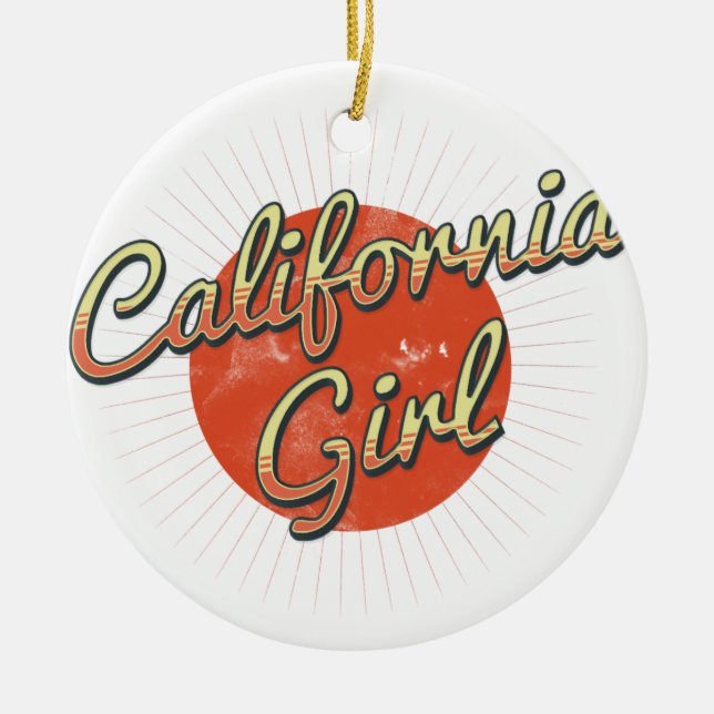California girl ceramic tree decoration (Front)