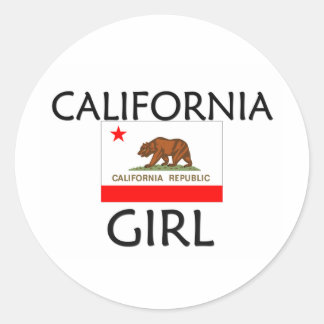 CALIFORNIA GIRL CLASSIC ROUND STICKER