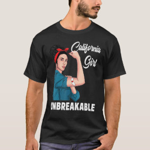 California Girl Unbreakable State Map Flag Souveni T-Shirt