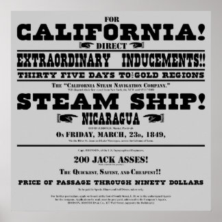 California Gold Rush Handbill Poster