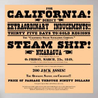 California Gold Rush Handbill Poster
