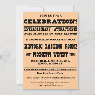 California Gold Rush Handbill ~ Private Custom Invitation