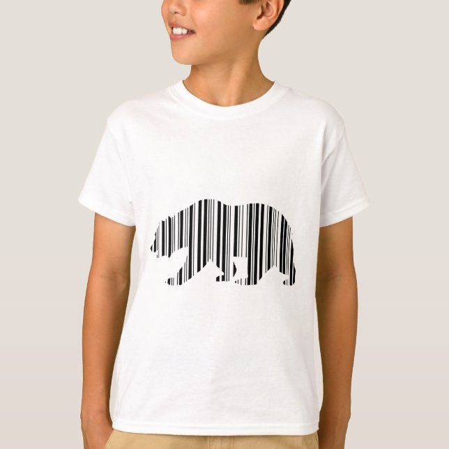 CALIFORNIA GOLDEN BEAR BAR CODE Pattern Design T-Shirt (Front)