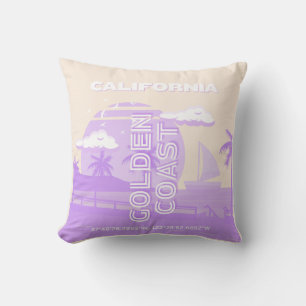 California, Golden Coast, Travel Art, Preppy Cushion