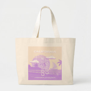California, Golden Coast, Travel Art, Preppy Large Tote Bag